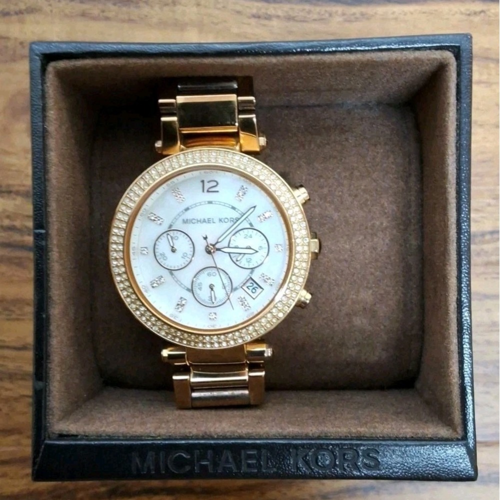 Womens Michael Kors Diamond Parker Rose Gold-Tone Bracelet Watch 39mm MK5491 #1